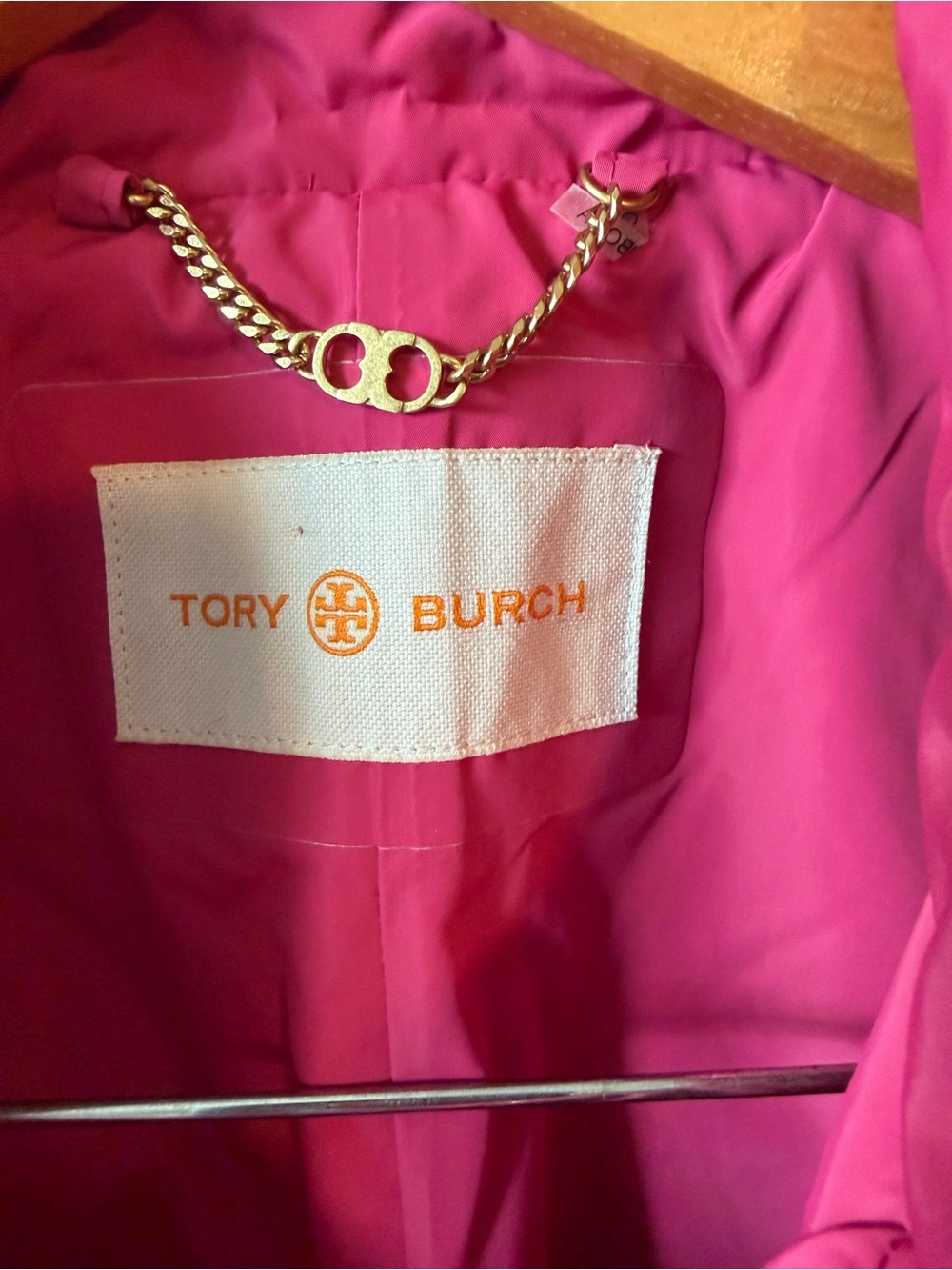 Tory Burch Fuchsia Quilted Vest with Gold Accents - Picture 6 of 7